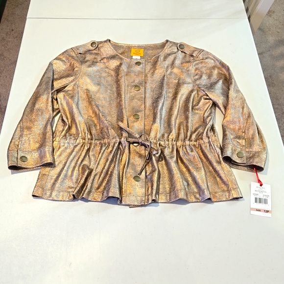 RUBY Rd. Metallic gold jacket, size 12p, NWT - Picture 1 of 6